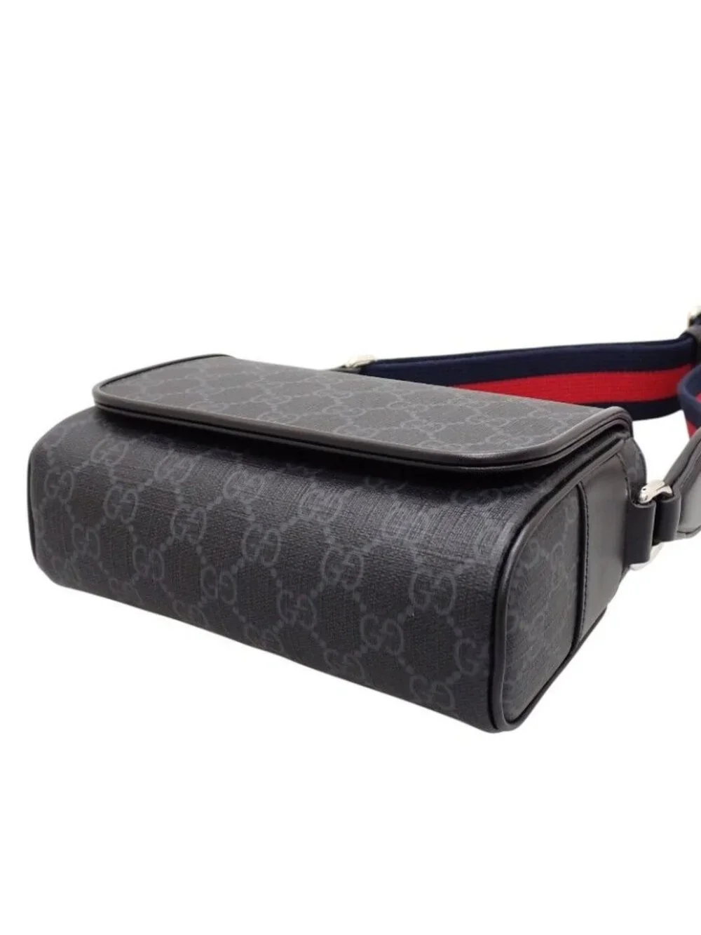 Gucci GG Super Mini Shoulder Bag Polyurethane Black Red